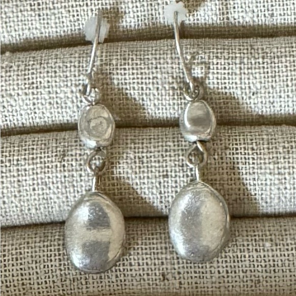 Silver Tone Drop Earrings - Picture 4 of 4